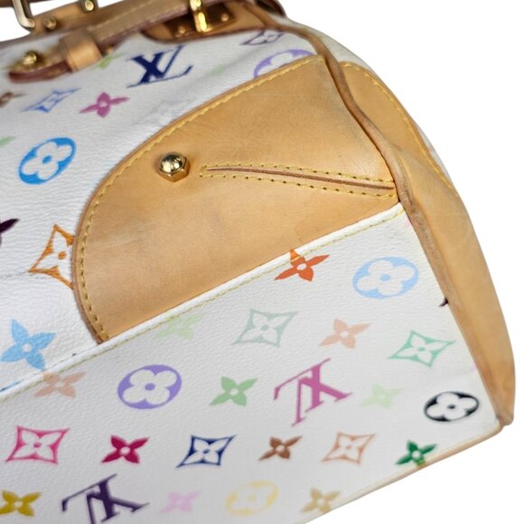 LOUIS VUITTON Takashi Murakami White Multicolor Claudia Speedy Satchel Shoulder - Picture 14 of 16